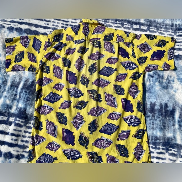 Vintage 90s Basic Elements Button Down funky Shirt Medium on trend oversized fit - Picture 3 of 9